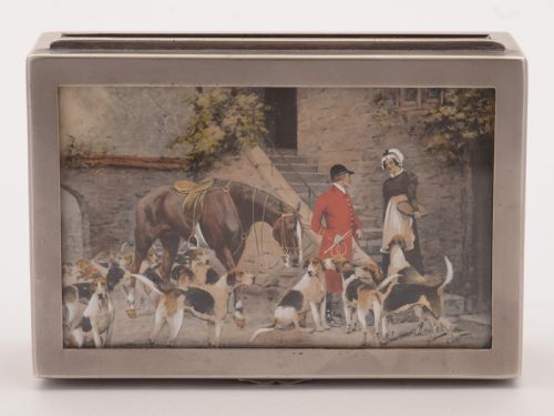 Superb Trinket Box with Hunting Scene Circa 1920