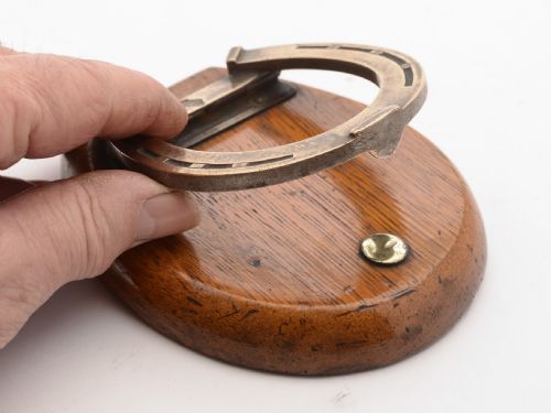 Good Victorian Brass Horseshoe Shaped Note holder 1879