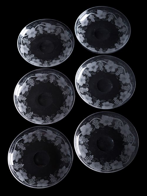 Gorgeous Set of 6 Glass Dessert Dishes Circa 1905