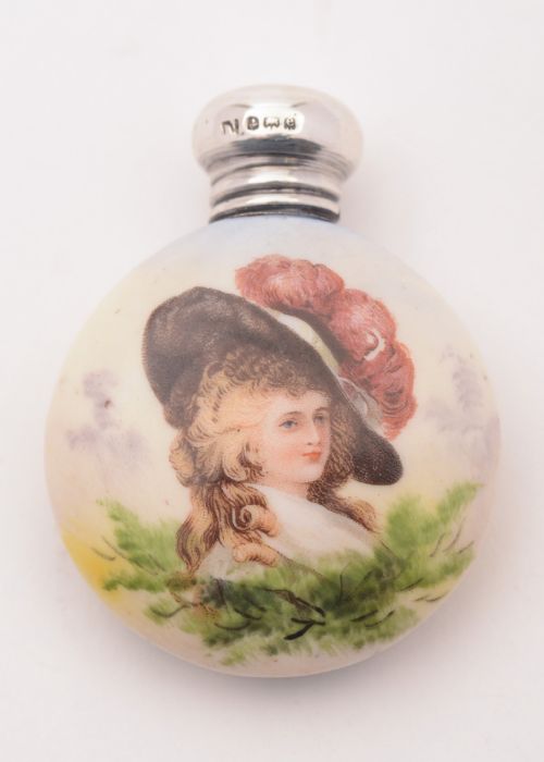 Gorgeous Edwardian China Scent Bottle Birmingham 1904