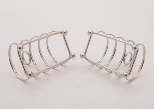 Gorgeous Pair of Silver Asprey Toast Racks Birmingham 1937