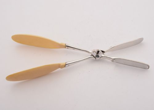 Superb Christofle Ivory and Silver Plated Salad Servers Circa 1900