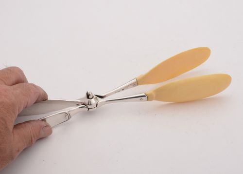 Superb Christofle Ivory and Silver Plated Salad Servers Circa 1900