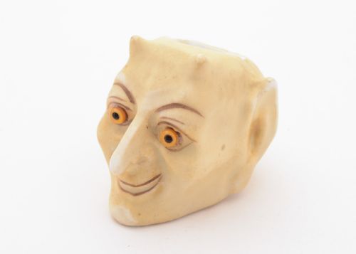 Unusual German Porcelain Devil's Head Matchstriker Circa 1910