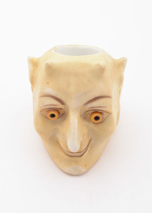 Unusual German Porcelain Devil's Head Matchstriker Circa 1910