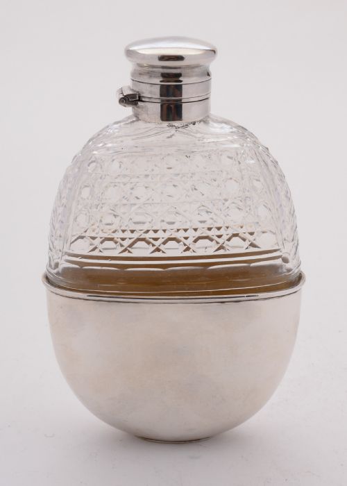 Superb Cut Glass and Silver Plated hip Flask Circa 1905