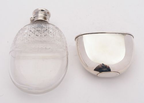 Superb Cut Glass and Silver Plated hip Flask Circa 1905