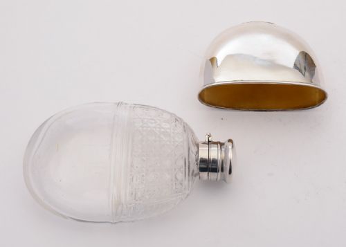 Superb Cut Glass and Silver Plated hip Flask Circa 1905