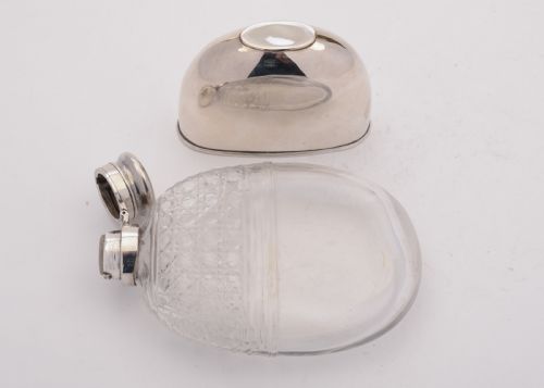 Superb Cut Glass and Silver Plated hip Flask Circa 1905