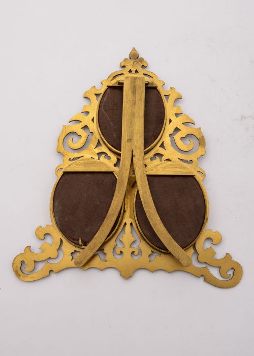 Fabulous Victorian Enamelled Brass Triple Photo Frame