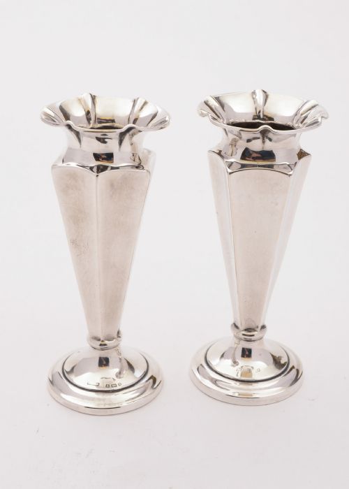 Lovely Pair of Edwardian Silver Posey Vases Birmingham 1901
