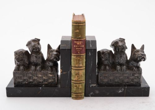 Cute Pair of French Art Deco Dog Bookends Circa 1930
