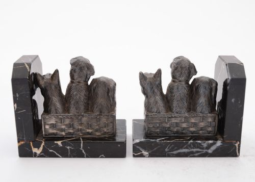 Cute Pair of French Art Deco Dog Bookends Circa 1930