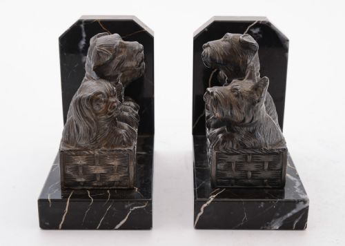 Cute Pair of French Art Deco Dog Bookends Circa 1930
