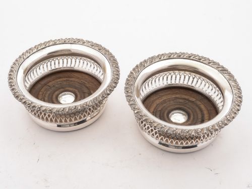 Good Pair of Edwardian Silver Plated Coasters 1901