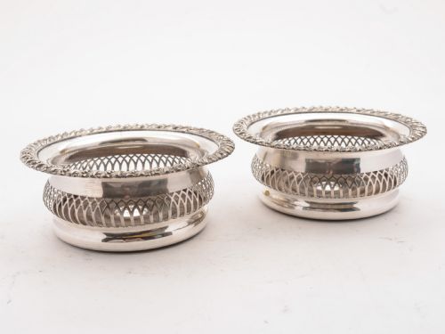 Good Pair of Edwardian Silver Plated Coasters 1901