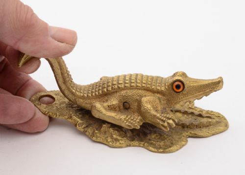 Fabulous Victorian Brass Crocodile Note Holder 1884