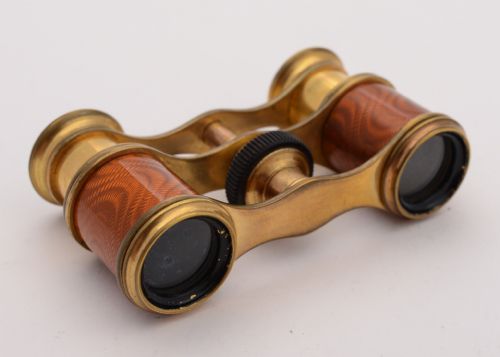 Fabulous Edwardian Guilloche Enamel Opera Glasses Circa 1905 