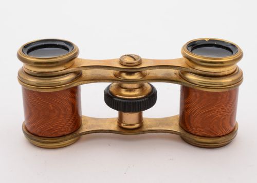 Fabulous Edwardian Guilloche Enamel Opera Glasses Circa 1905