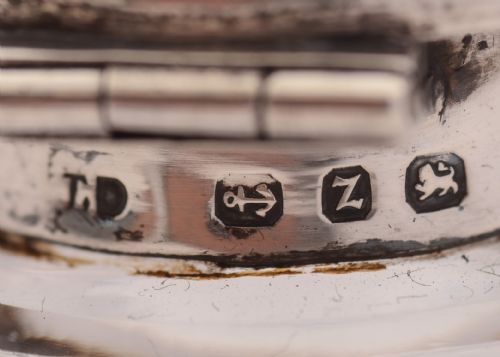 Pretty Victorian Silver and Glass Ink Pot Birmingham 1899