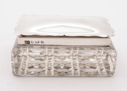 Wonderful Edwardian Silver Topped Stamp Box Birmingham 1904