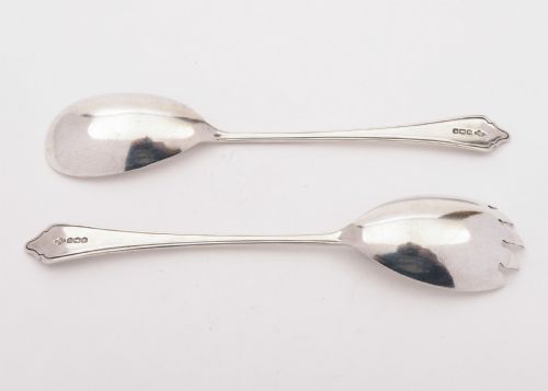 Superb Pair of Art Deco Silver Salad Servers 1937