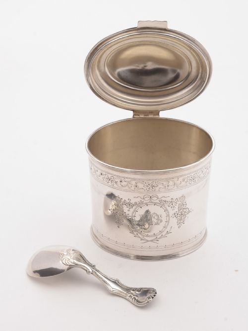 Good Victorian Tea Caddy With Spoon Circa 1890