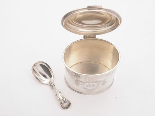 Good Victorian Tea Caddy With Spoon Circa 1890