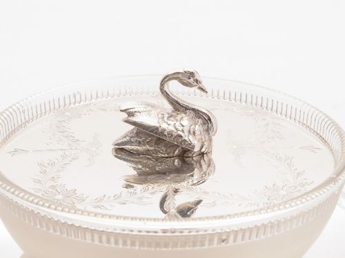 Gorgeous Victorian Glass and Silver Plated Butter Dish