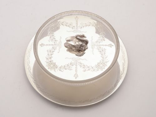Gorgeous Victorian Glass and Silver Plated Butter Dish