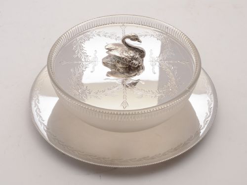 Gorgeous Victorian Glass and Silver Plated Butter Dish