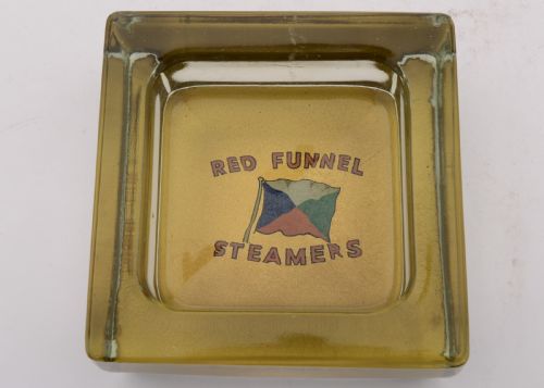 Rare Large Red Funnel Steamers Glass Ashtray Circa 1920