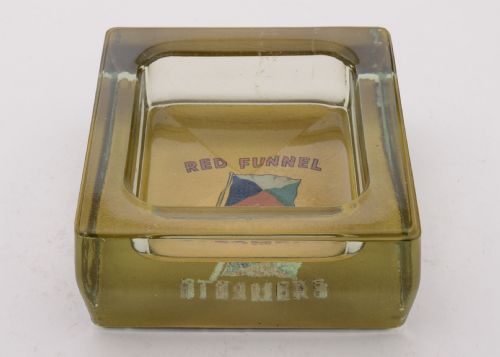 Rare Large Red Funnel Steamers Glass Ashtray Circa 1920