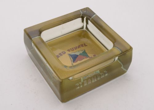 Rare Large Red Funnel Steamers Glass Ashtray Circa 1920