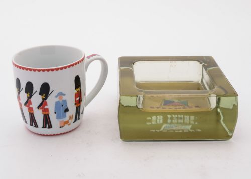 Rare Large Red Funnel Steamers Glass Ashtray Circa 1920