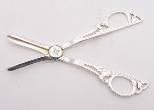 Gorgeous Edwardian Cased Silver Plated Grape Scissors Circa 1905
