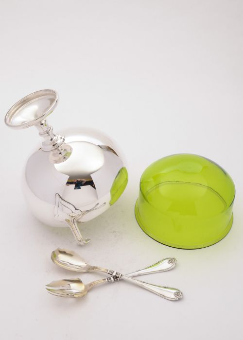 Good WMF Silver Plated Salad Bowl With Servers Circa 1900