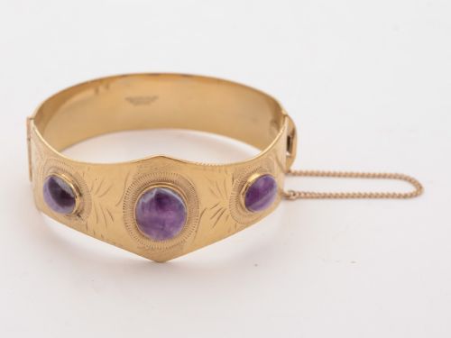 Beautiful Rolled Gold and Amethyst Bracelet Circa 1930