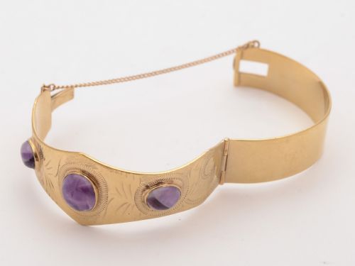 Beautiful Rolled Gold and Amethyst Bracelet Circa 1930