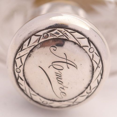 Gorgeous Silver and Cut Glass Hip Flask London 1913