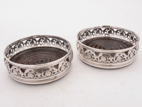 Lovely Edwardian Pair of Silver Plated Coasters Circa 1905