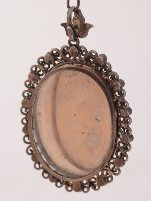 Stunning Jewelled Ivory Painted Pendant Circa 1800