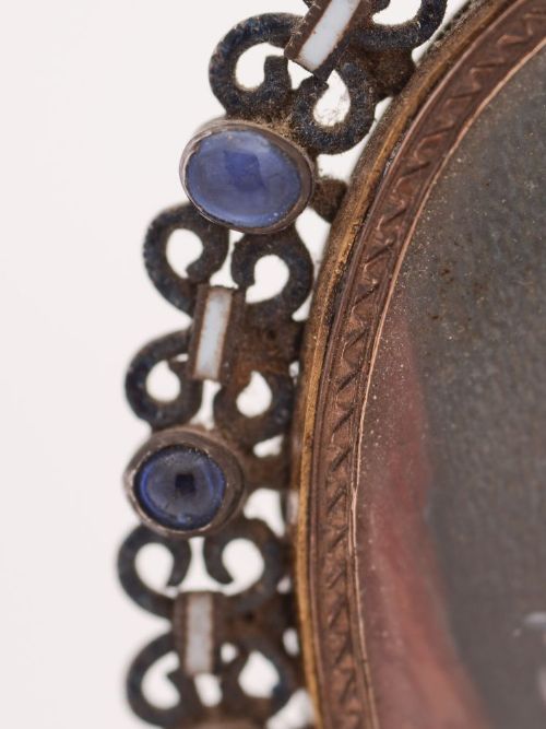 Stunning Jewelled Ivory Painted Pendant Circa 1800