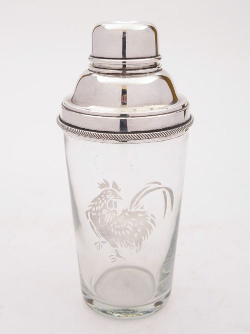 Good Art Deco Glass and Silver Plated Cocktail Shaker Circa 1930