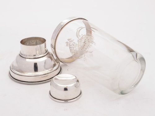 Good Art Deco Glass and Silver Plated Cocktail Shaker Circa 1930