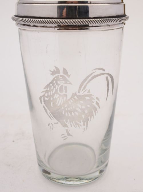 Good Art Deco Glass and Silver Plated Cocktail Shaker Circa 1930