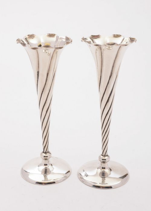 Beautiful Edwardian Pair of Silver Posey Vases London 1901