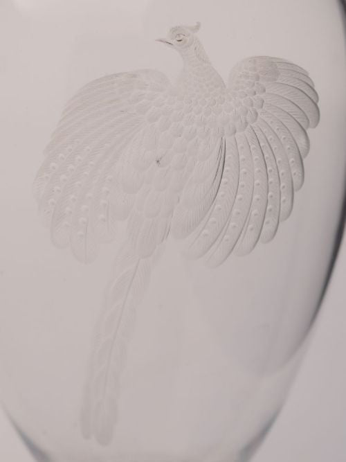 Fabulous Victorian Etched Peacock Claret Jug Circa 1890