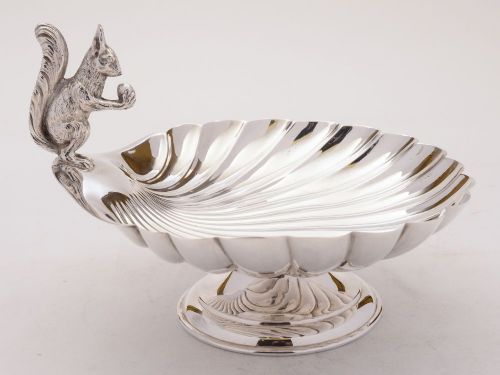 Lovely Edwardian Silver Plated Squirrel Nut Dish Circa 1905