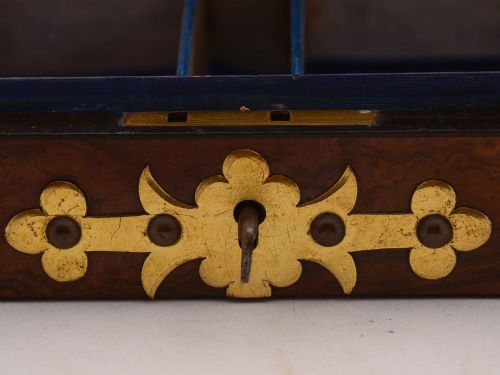 Nice Victorian Burr Walnut Card Box Circa 1890